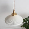 modern white ceramic pleated pendant light copper
