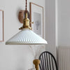 modern white ceramic pleated pendant light copper