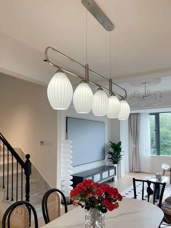 modern white ceramic ribbed pendant light