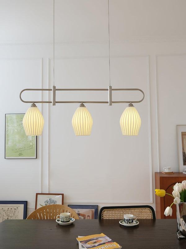 modern white ceramic ribbed pendant light