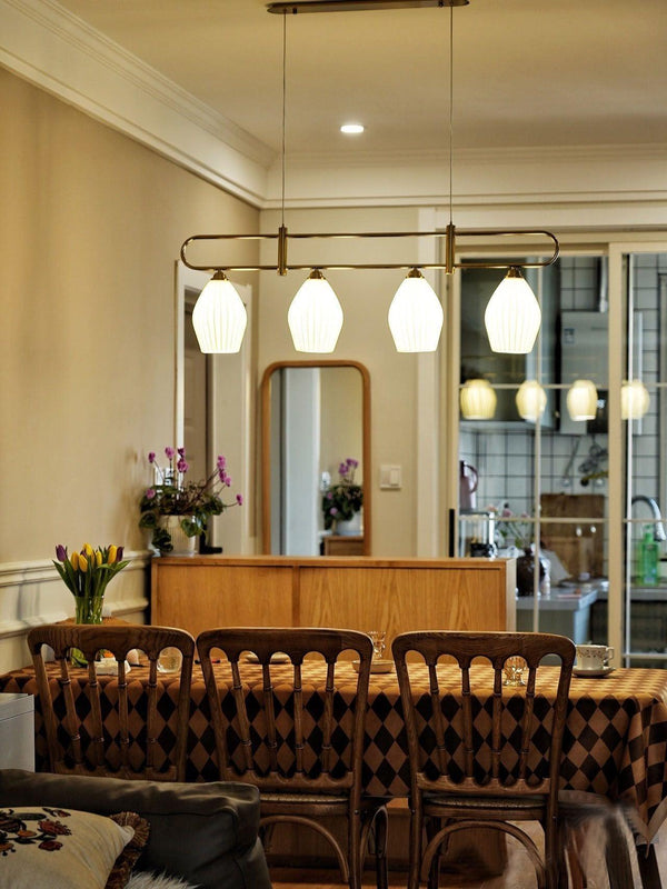 modern white ceramic ribbed pendant light