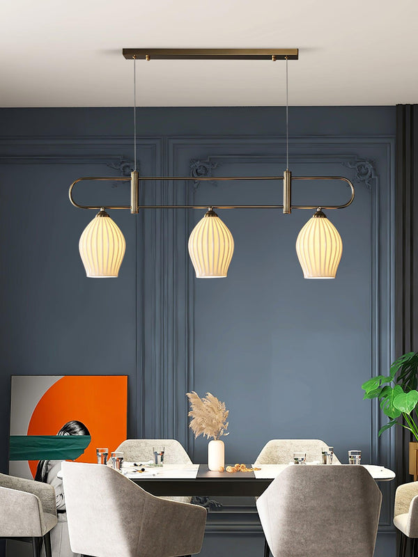 modern white ceramic ribbed pendant light