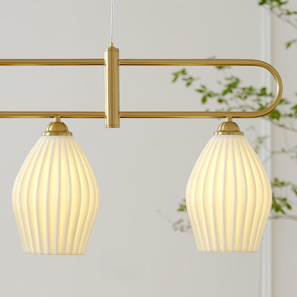 modern white ceramic ribbed pendant light