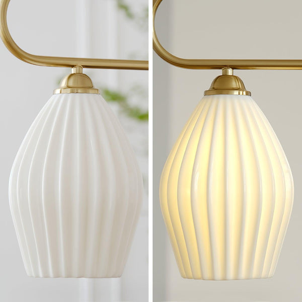 modern white ceramic ribbed pendant light