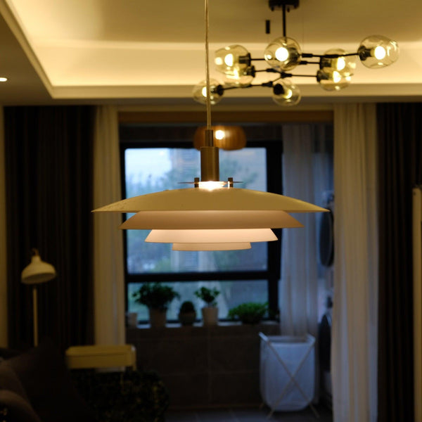 modern white iron drum pendant light