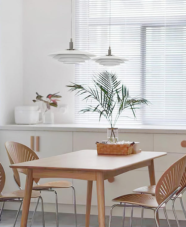 modern white iron drum pendant light
