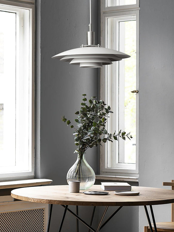modern white iron drum pendant light