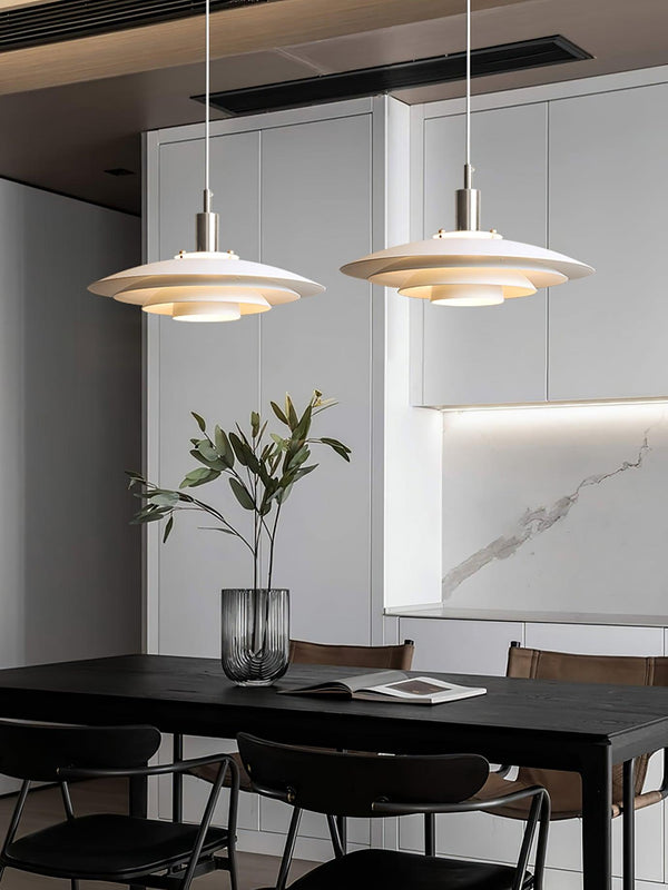 modern white iron drum pendant light