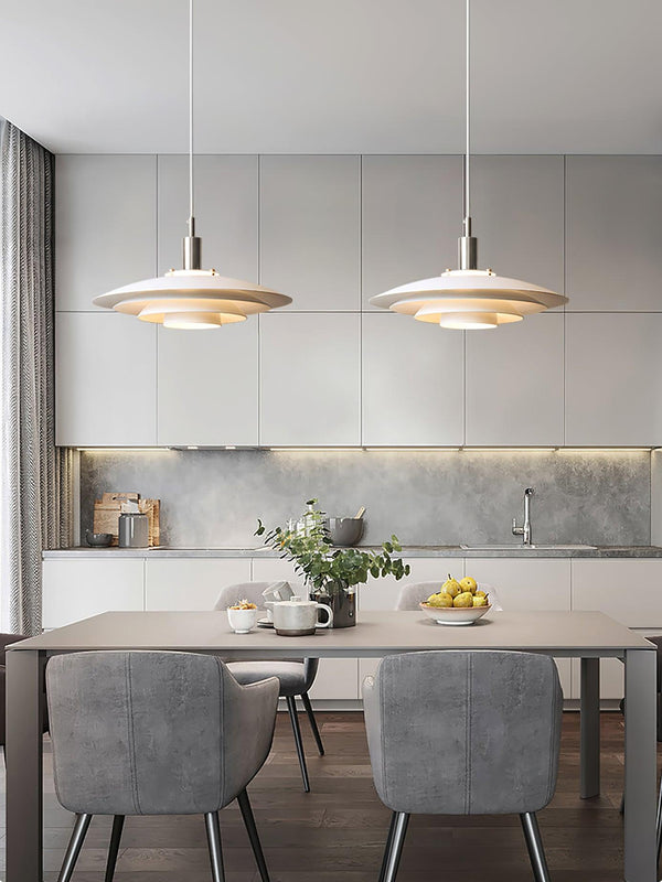 modern white iron drum pendant light