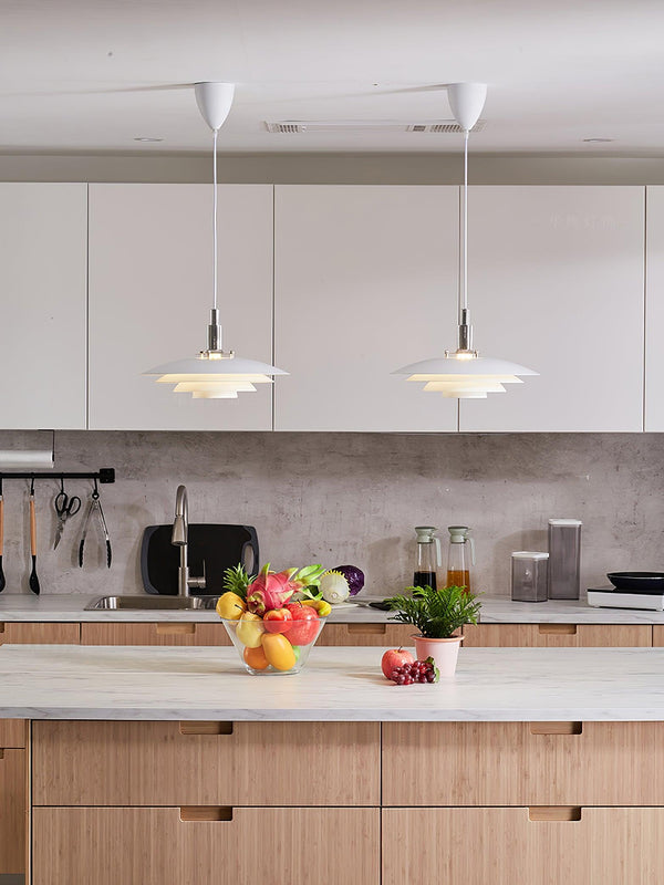 modern white iron drum pendant light