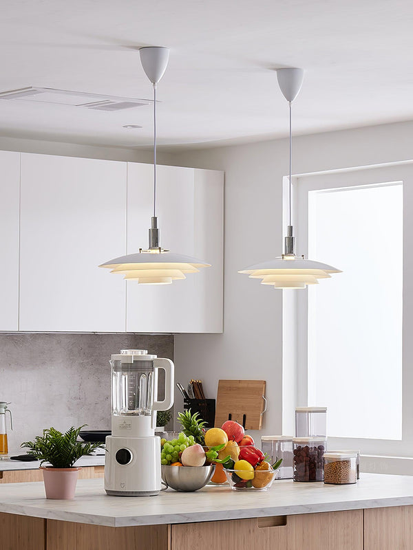 modern white iron drum pendant light