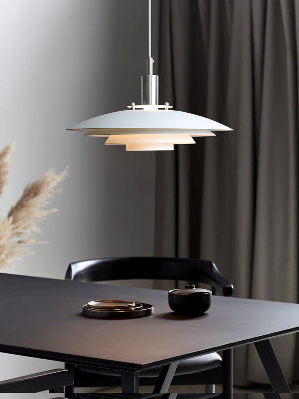 modern white iron drum pendant light