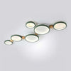 modern white iron wood circle array led flush mount