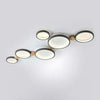 modern white iron wood circle array led flush mount