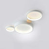 modern white iron wood circle array led flush mount