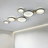 modern white iron wood circle array led flush mount