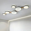 modern white iron wood circle array led flush mount