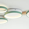 modern white iron wood circle array led flush mount