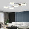 modern white iron wood circle array led flush mount