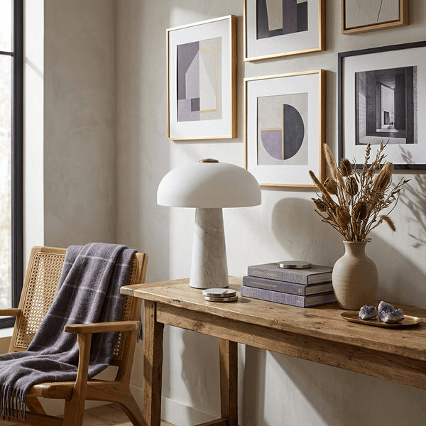modern white marble glass dome led table lamp