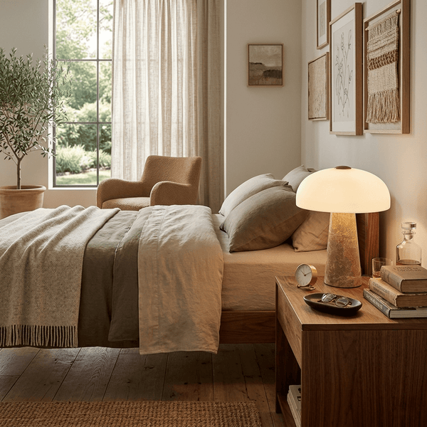 modern white marble glass dome led table lamp