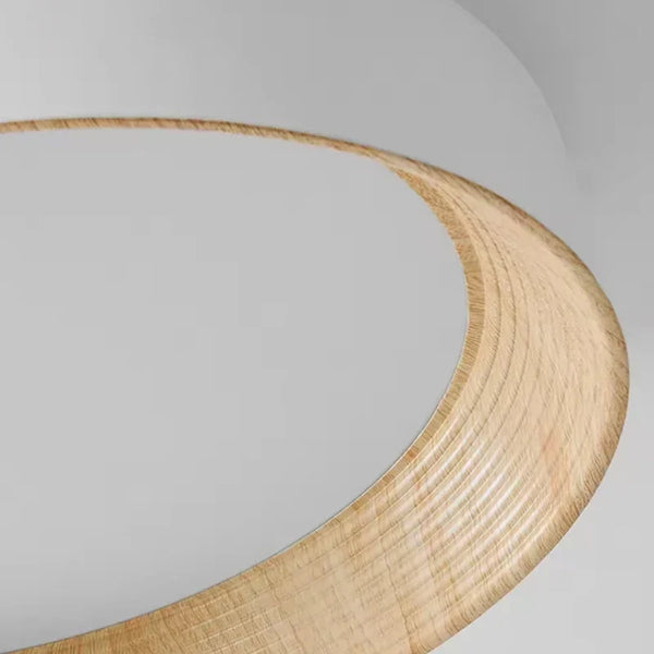 modern white oak round led flush mount ceiling light
