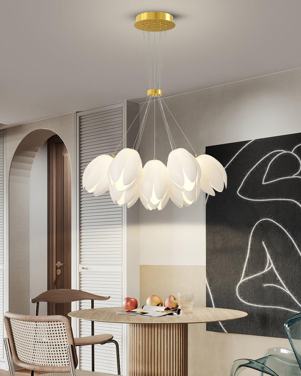 modern white pe acrylic tulip chandelier copper