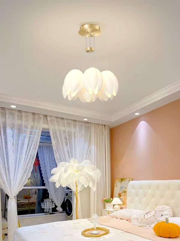 modern white pe acrylic tulip chandelier copper