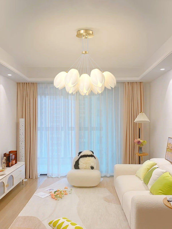 modern white pe acrylic tulip chandelier copper