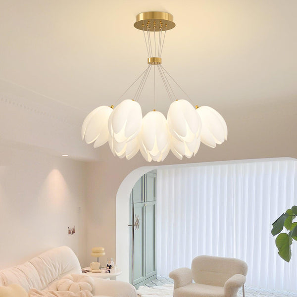 modern white pe acrylic tulip chandelier copper