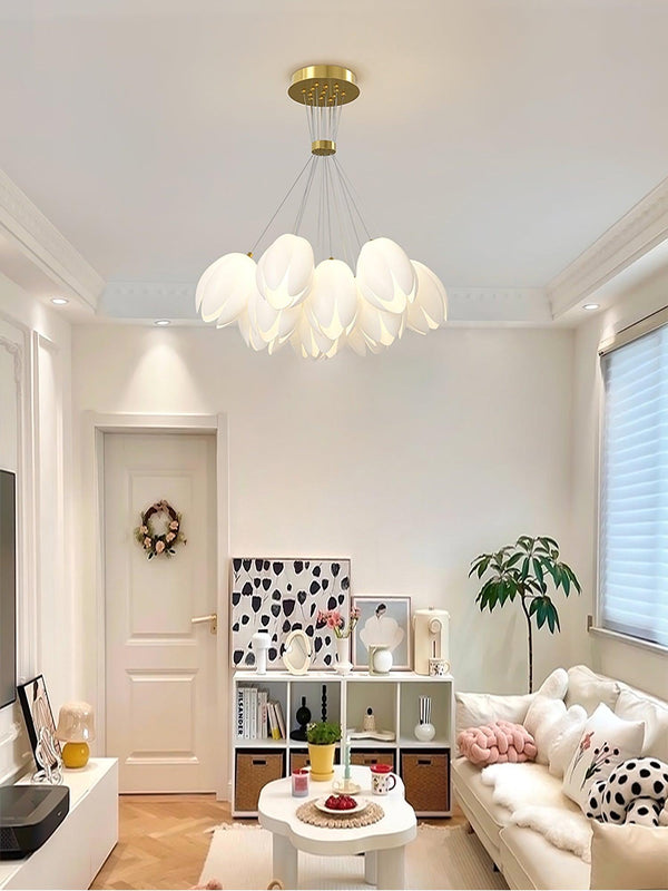 modern white pe acrylic tulip chandelier copper