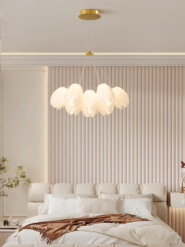 modern white pe acrylic tulip chandelier copper