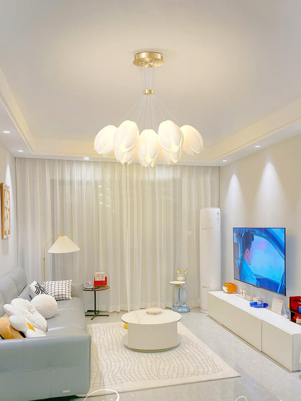 modern white pe acrylic tulip chandelier copper