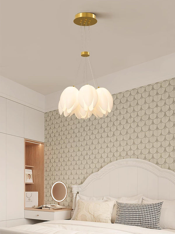 modern white pe acrylic tulip chandelier copper