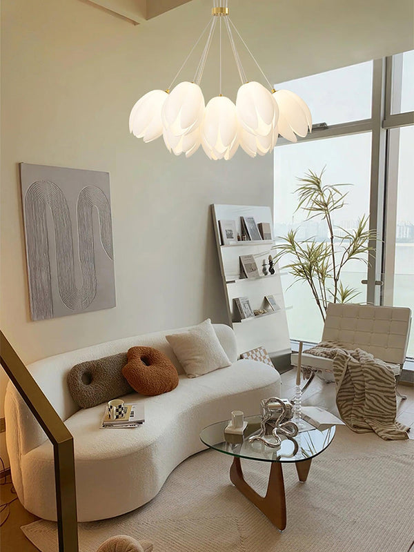 modern white pe acrylic tulip chandelier copper