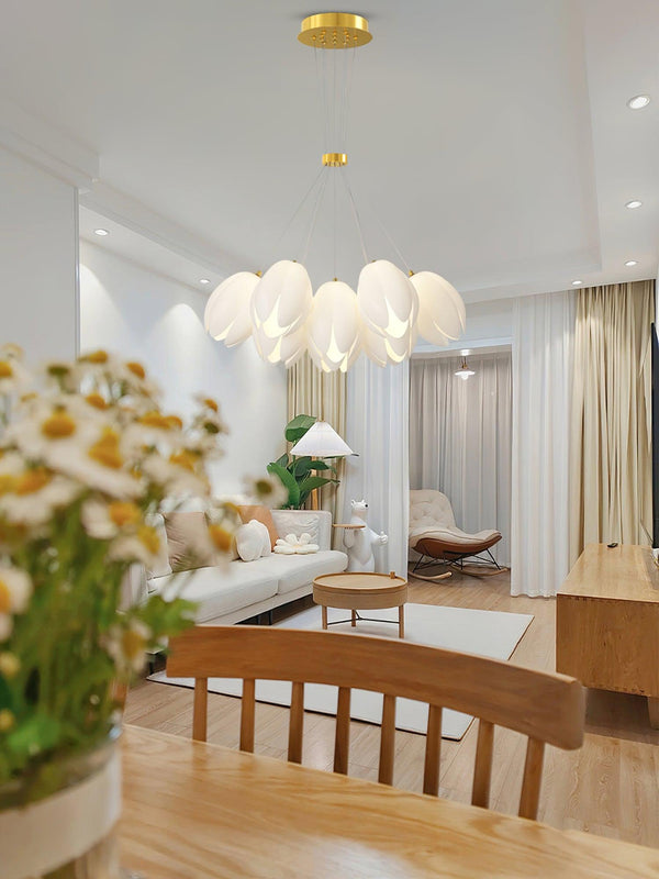 modern white pe acrylic tulip chandelier copper