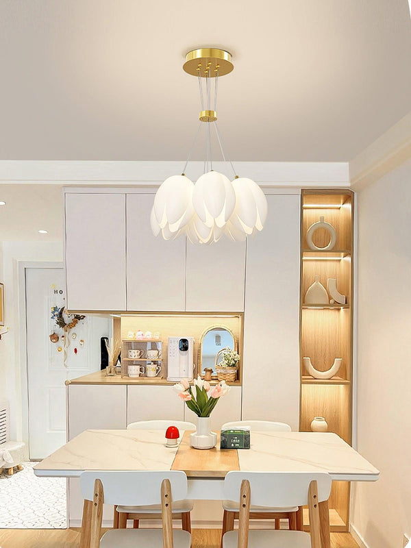 modern white pe acrylic tulip chandelier copper