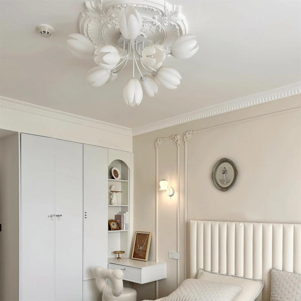 modern white pe tulip semi flush ceiling light