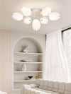 modern white pe tulip semi flush ceiling light