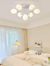 modern white pe tulip semi flush ceiling light