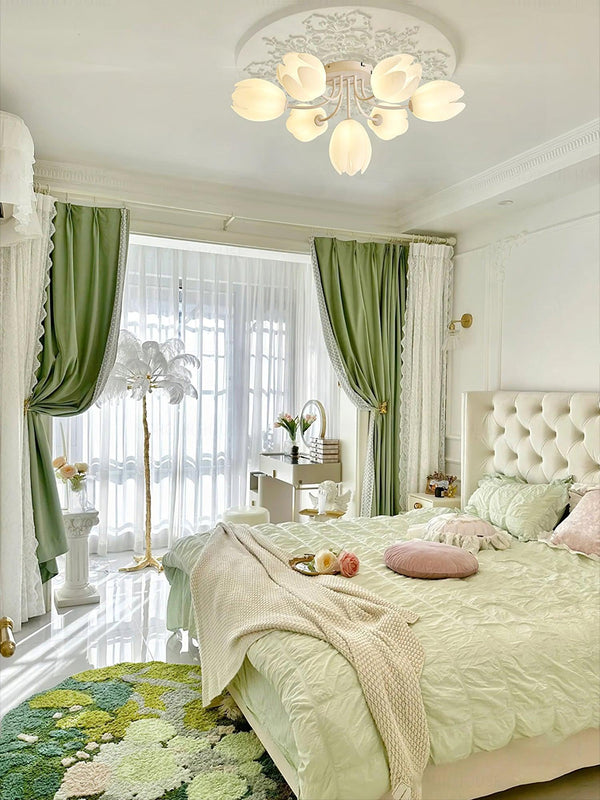 modern white pe tulip semi flush ceiling light