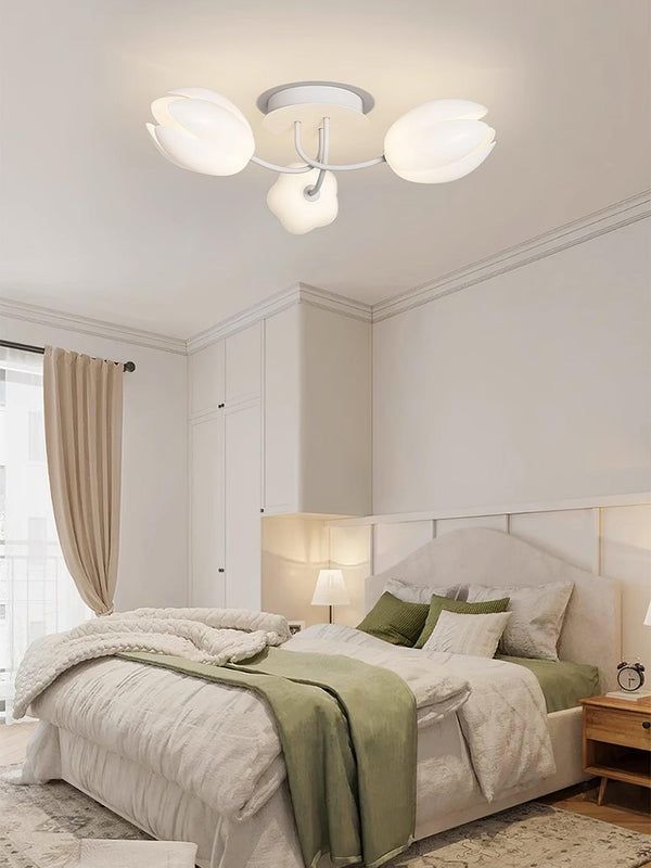 modern white pe tulip semi flush ceiling light
