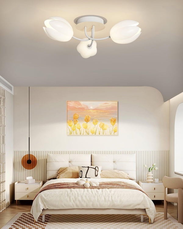 modern white pe tulip semi flush ceiling light