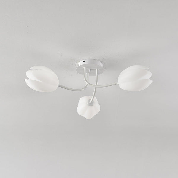 modern white pe tulip semi flush ceiling light
