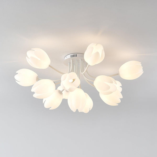 modern white pe tulip semi flush ceiling light