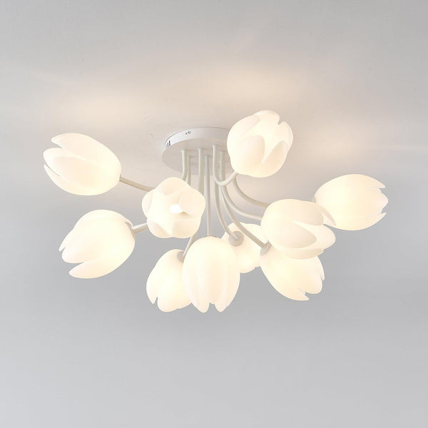 modern white pe tulip semi flush ceiling light