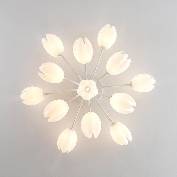 modern white pe tulip semi flush ceiling light