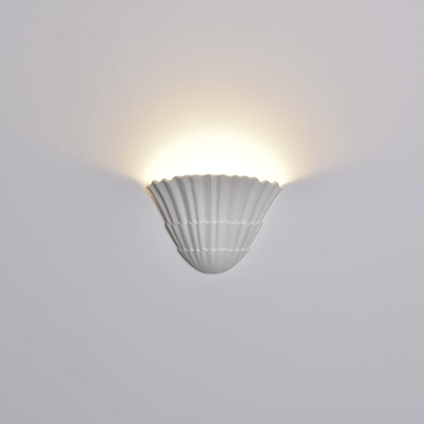 modern white plaster sculptural wall sconce