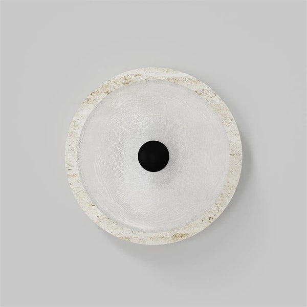 modern white travertine glass disc wall lamp