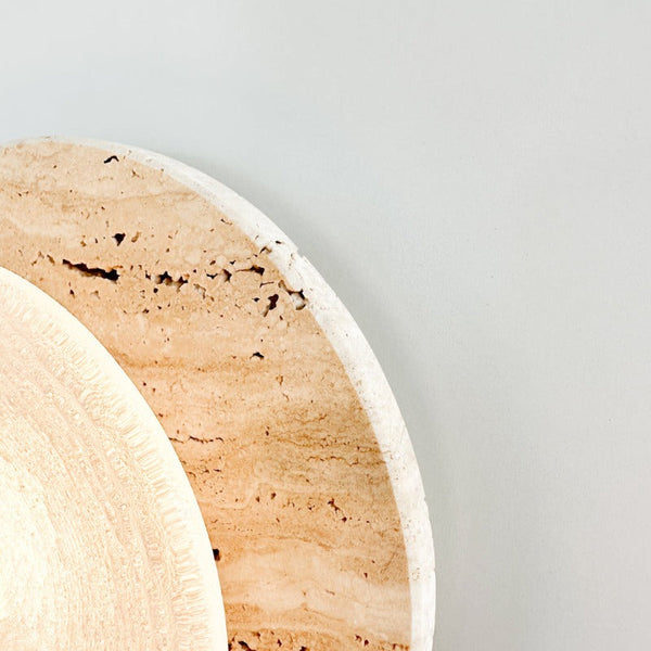 modern white travertine glass disc wall lamp